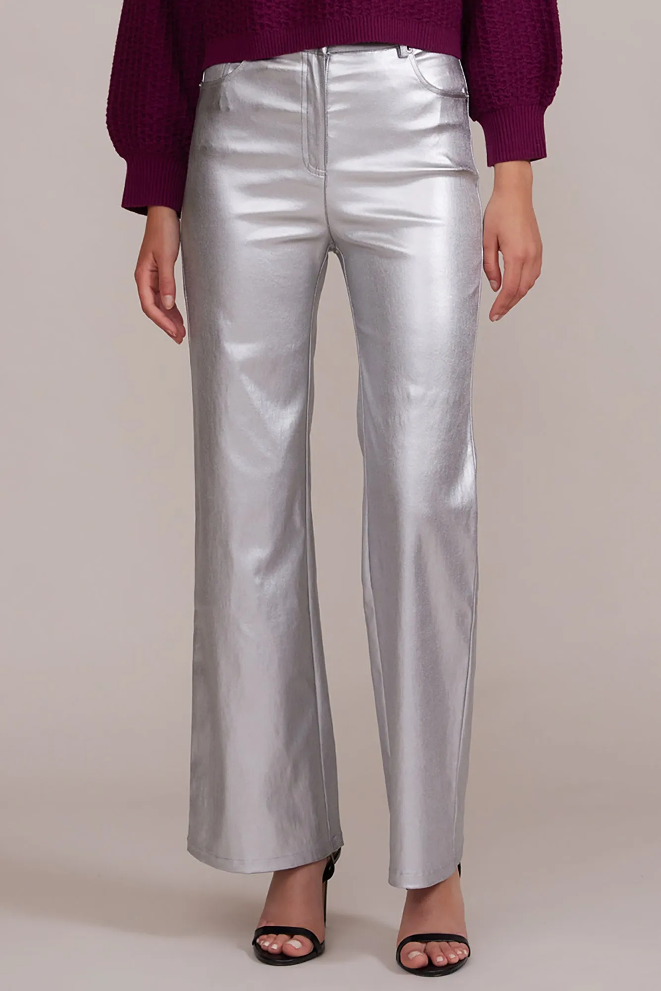 Adler Faux Leather Pant - Silver