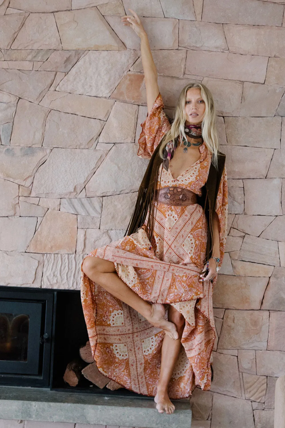 Alabama Getaway Maxi Caftan Dress - Burnt Orange