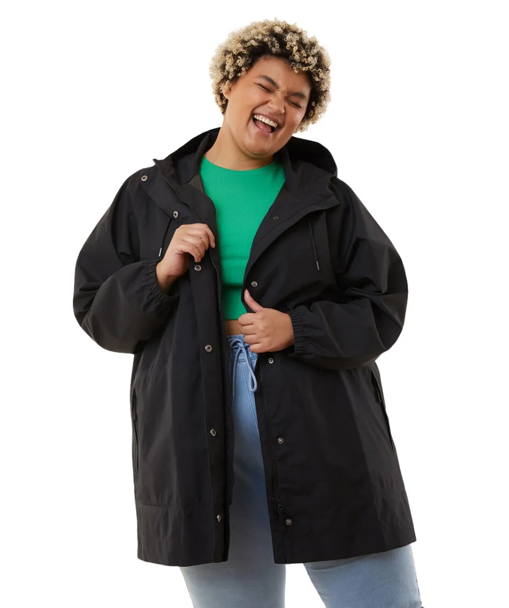 Amble Refuge Womens Plus Size Waterproof Jacket Long Black 2XL-4XL