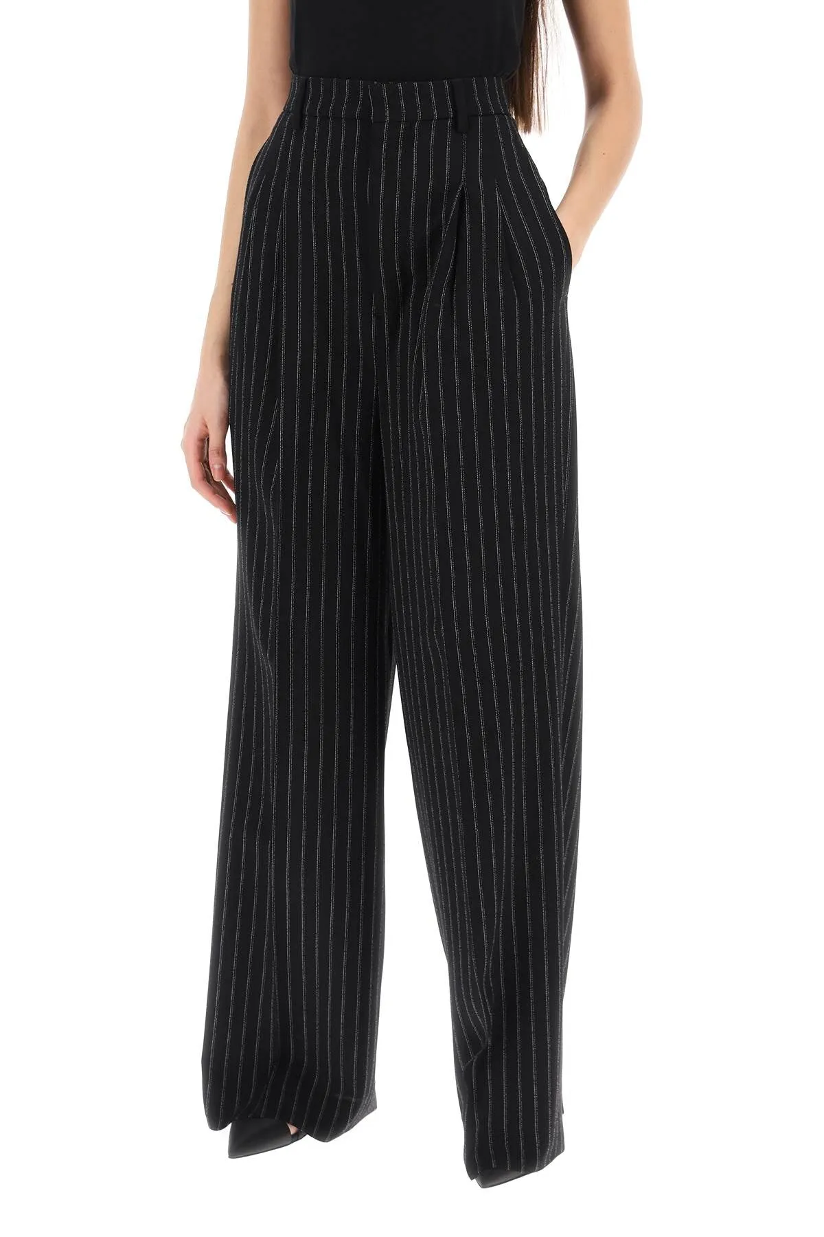 Ami Alexandre Matiussi Wide-Legged Pinstripe Trousers With