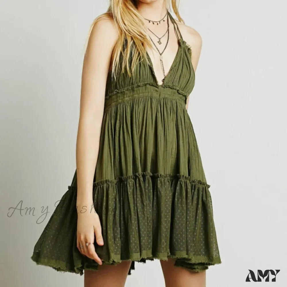 Amy Fashion - Sexy Girls Bohemian Aline Plus Size Dress