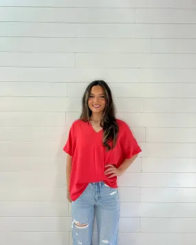 Basic Blaire Blouse in Coral