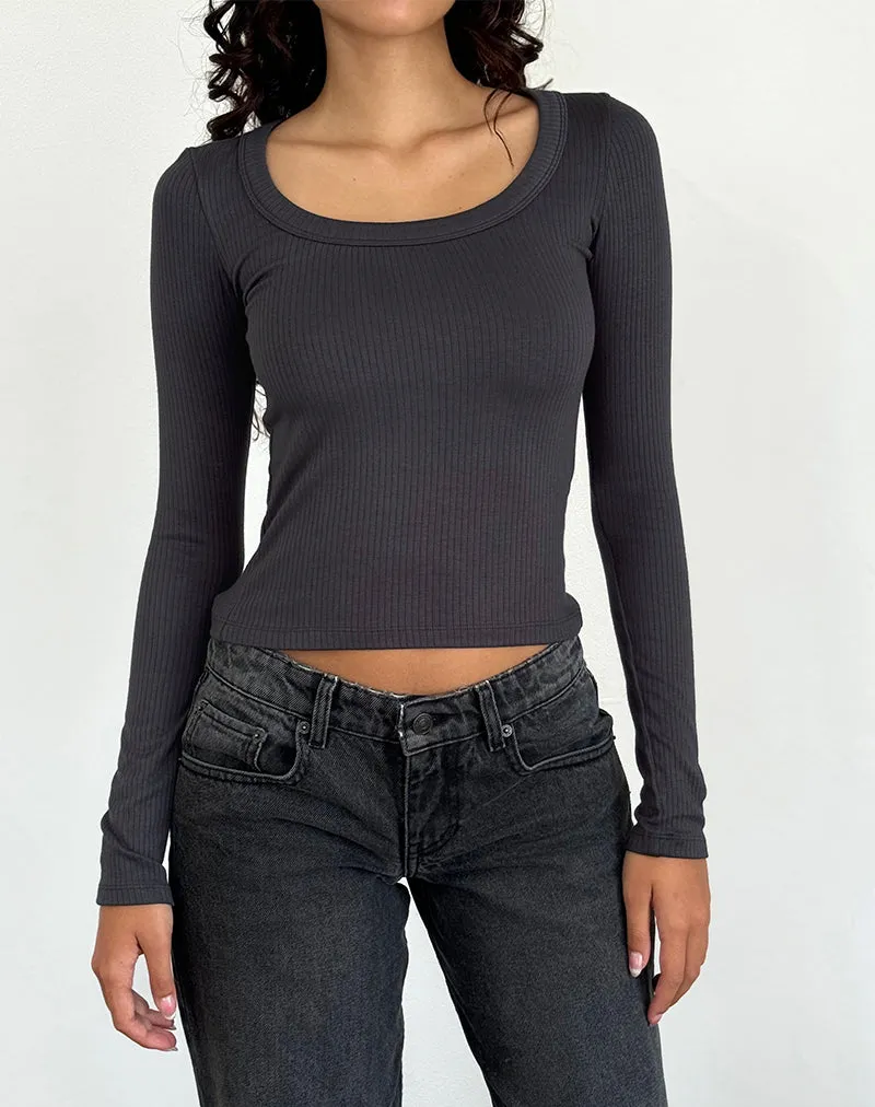 Binlo Extra Long Sleeve Top in Black Forest