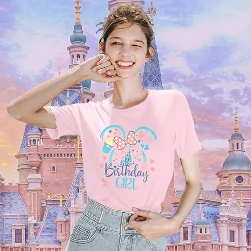 Birthday Shirt Magic Kingdom T-Shirt: Women Oversized Magical Castle Birthday Graphic Tees Funny Birthday Party Gift Tops Dark Grey