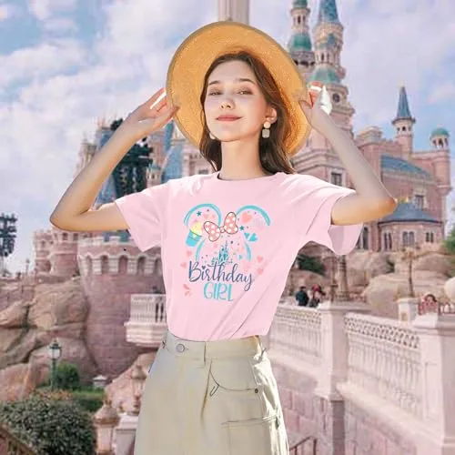 Birthday Shirt Magic Kingdom T-Shirt: Women Oversized Magical Castle Birthday Graphic Tees Funny Birthday Party Gift Tops Dark Grey