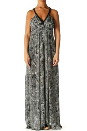 Black Animal Print Bohemian Column Dress