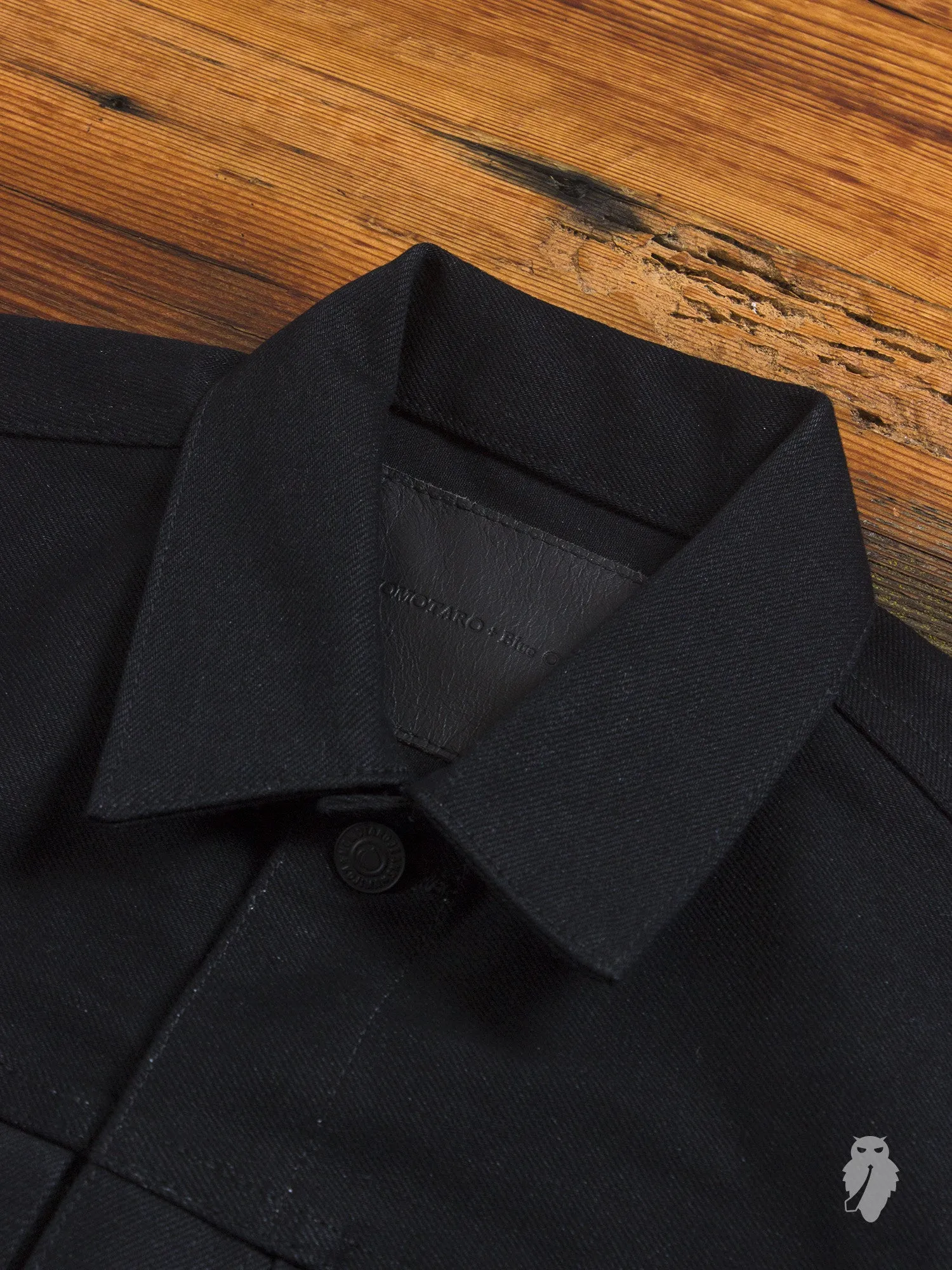 BOM011 "Momotaro x Blue Owl" 15.7oz Black Selvedge Denim Jacket