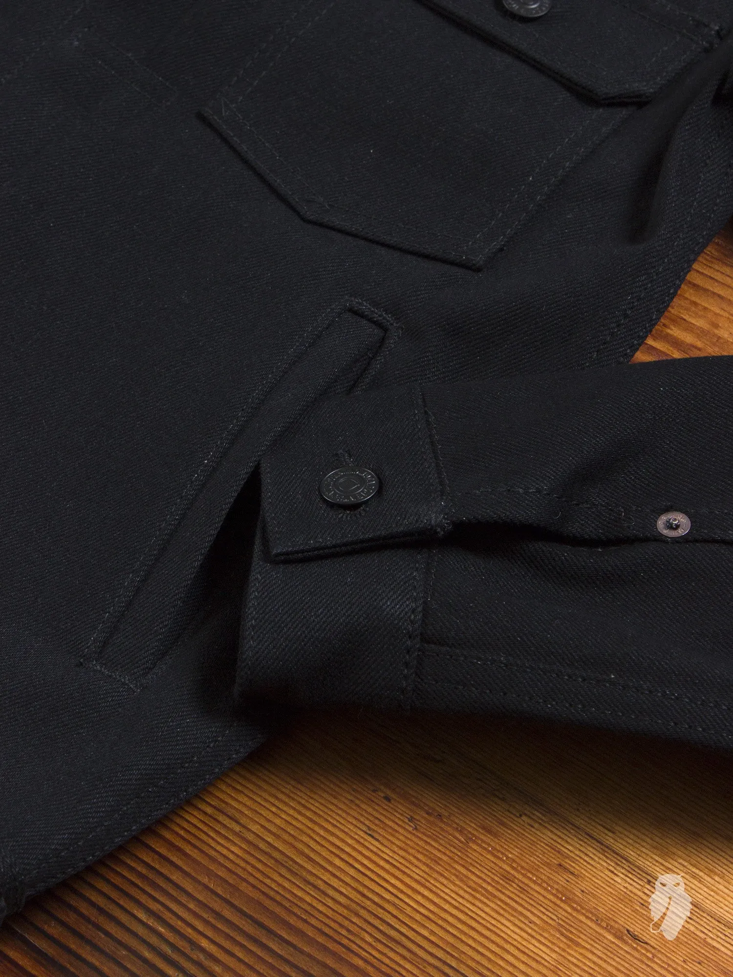 BOM011 "Momotaro x Blue Owl" 15.7oz Black Selvedge Denim Jacket