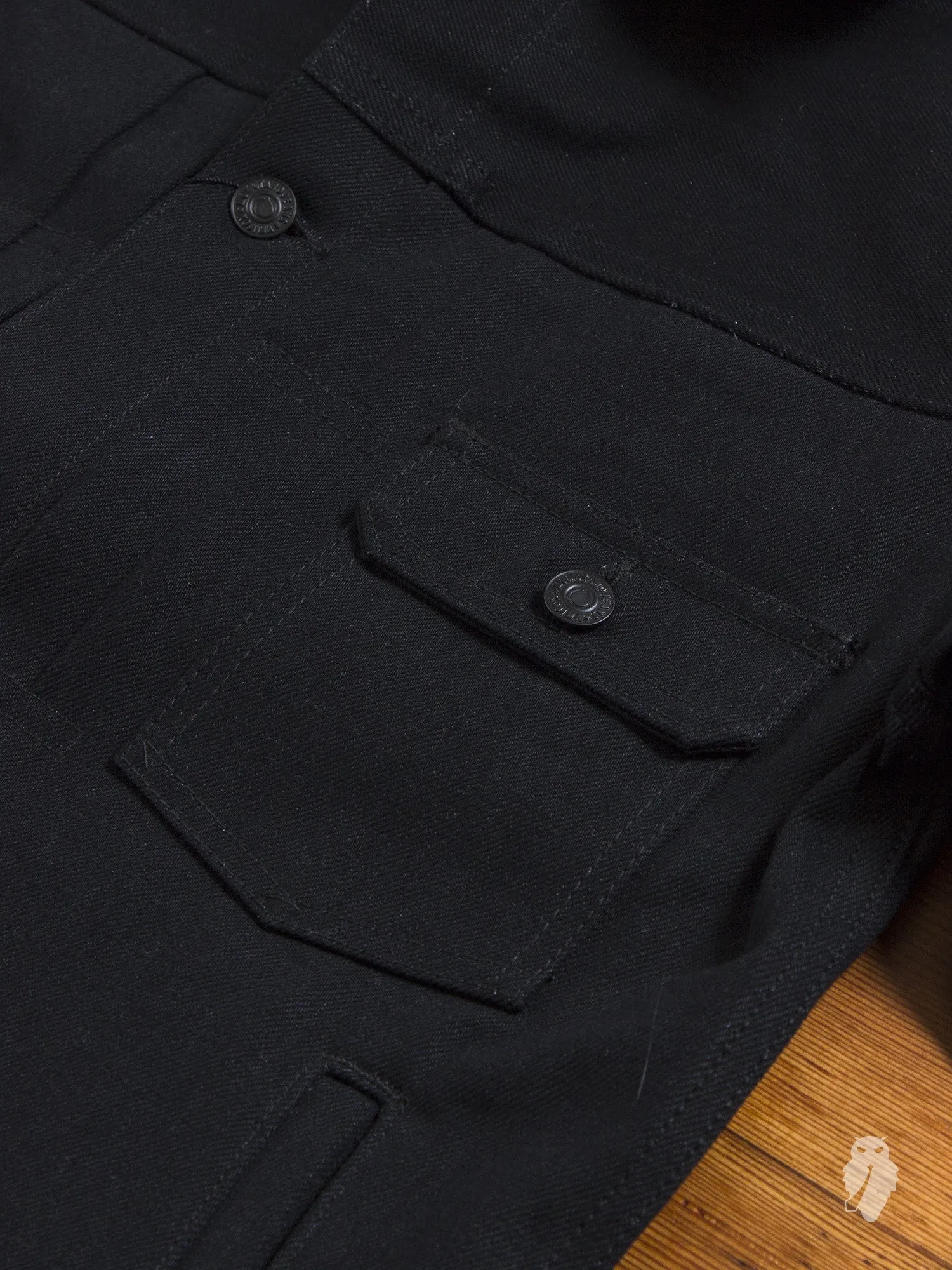 BOM011 "Momotaro x Blue Owl" 15.7oz Black Selvedge Denim Jacket