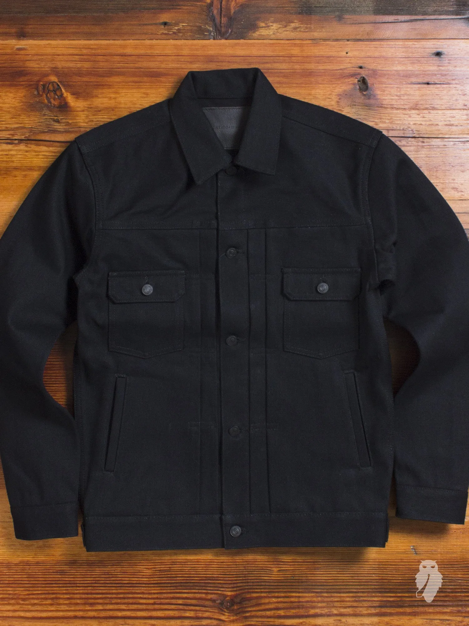 BOM011 "Momotaro x Blue Owl" 15.7oz Black Selvedge Denim Jacket