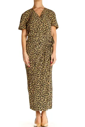 Brown Animal Print Bohemian Column Dress