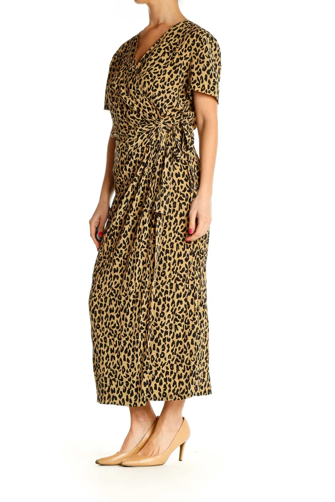 Brown Animal Print Bohemian Column Dress