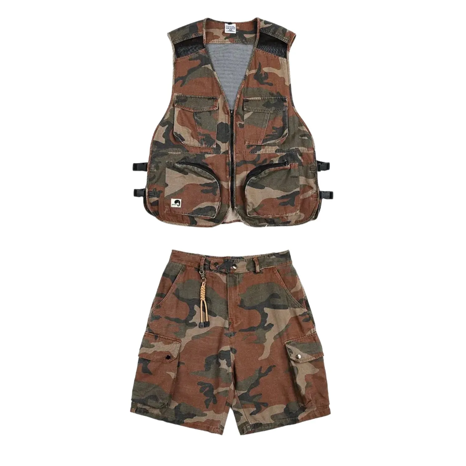 Camouflage print fisherman shorts