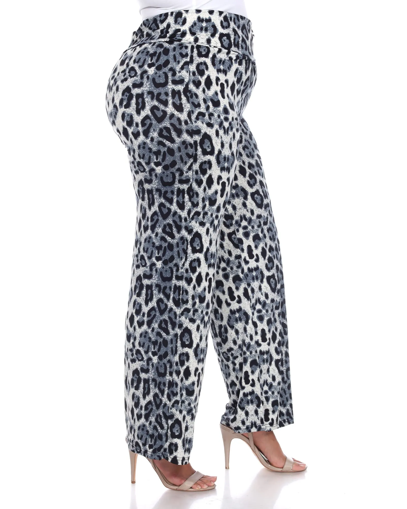 Cheetah Print Palazzo Pants | Grey Cheetah