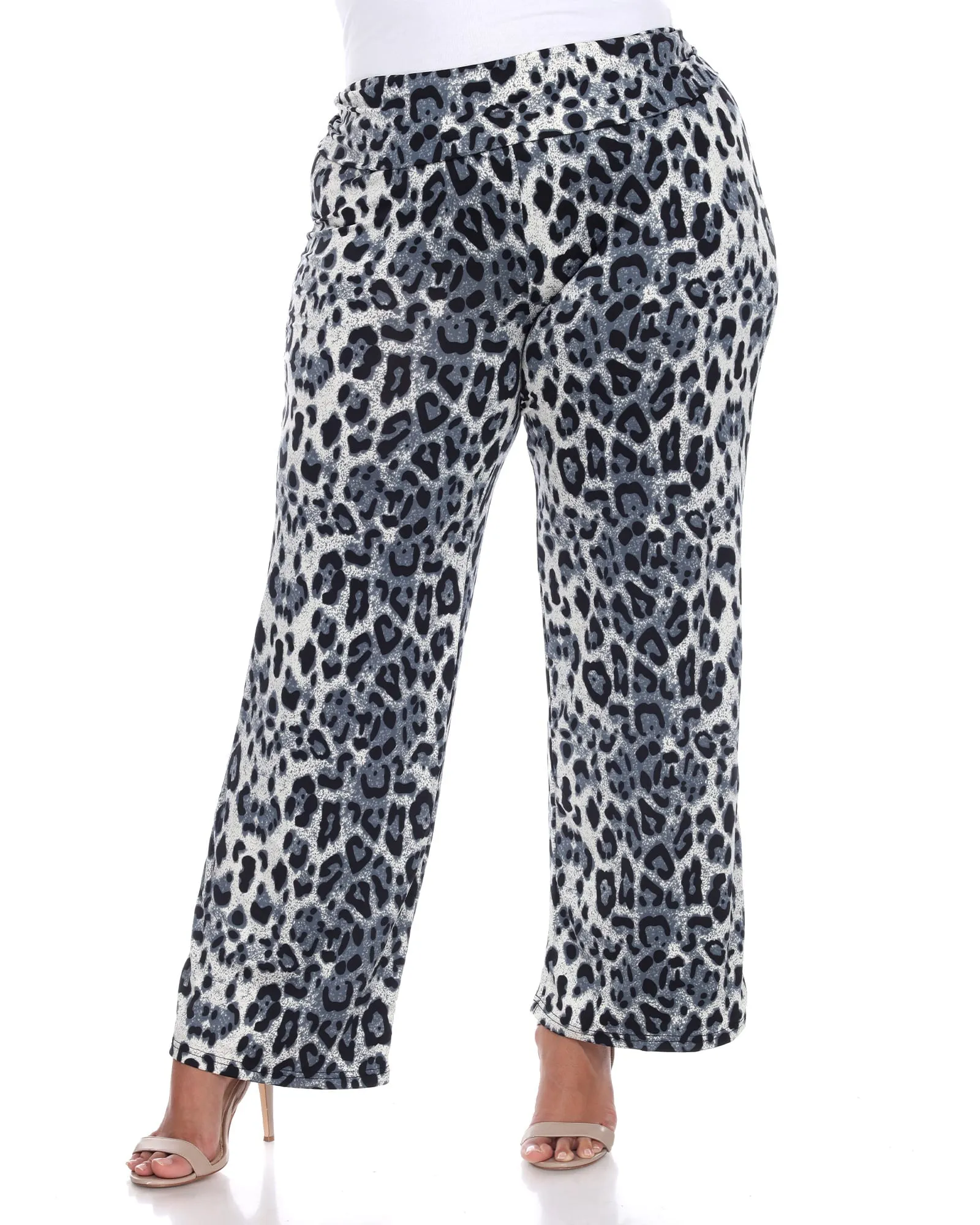 Cheetah Print Palazzo Pants | Grey Cheetah