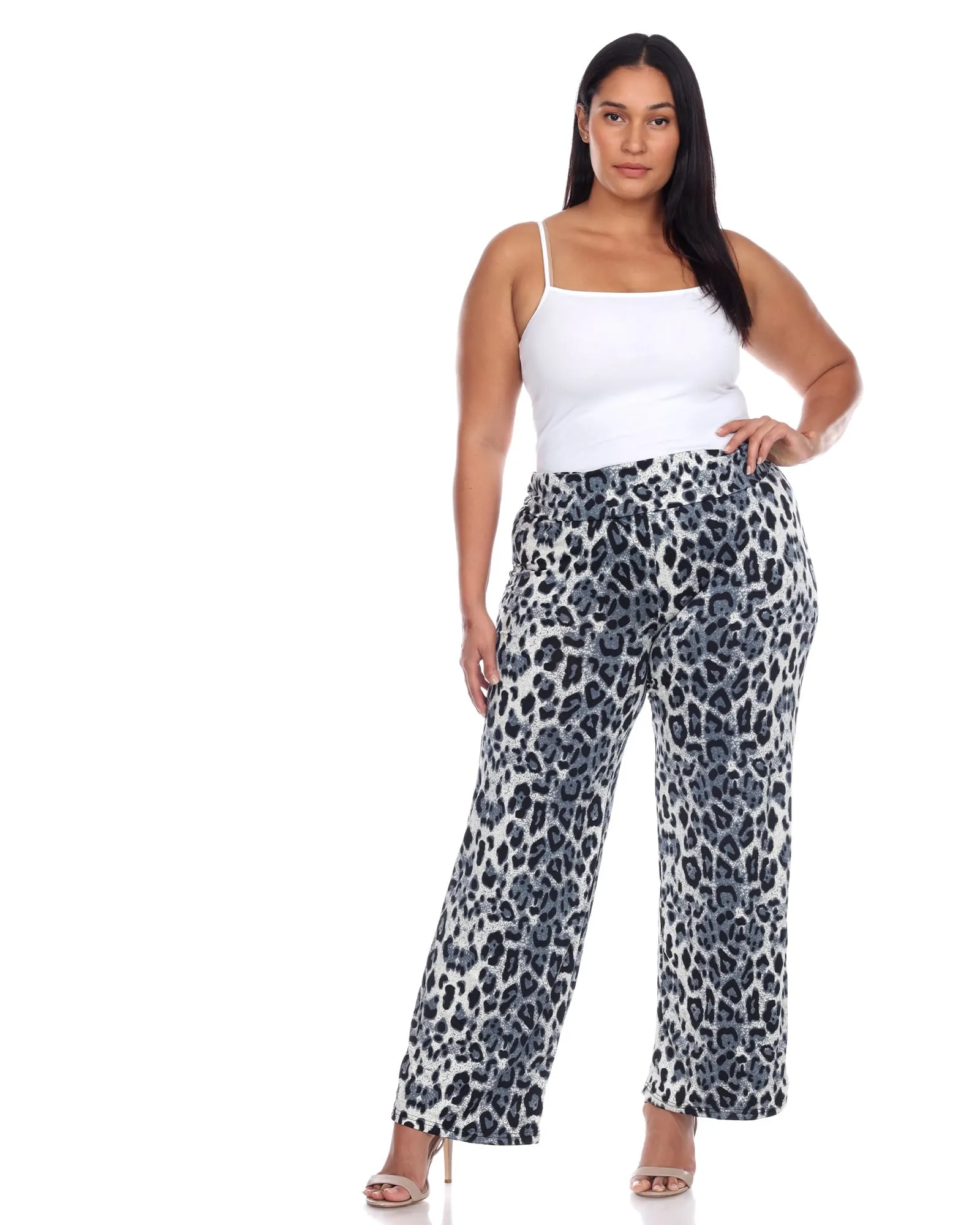 Cheetah Print Palazzo Pants | Grey Cheetah