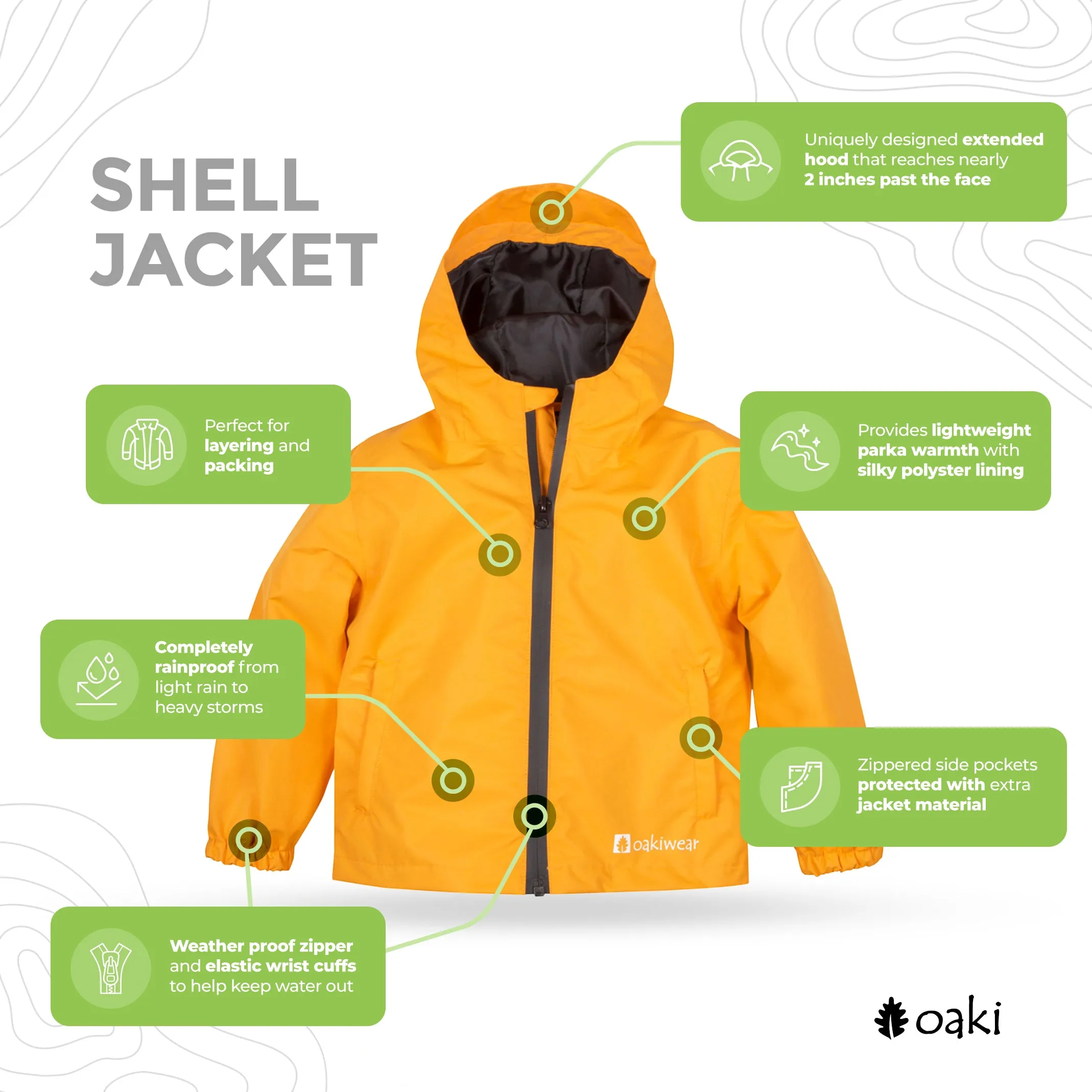 Children's Waterproof Shell Jacket, Lava Orange