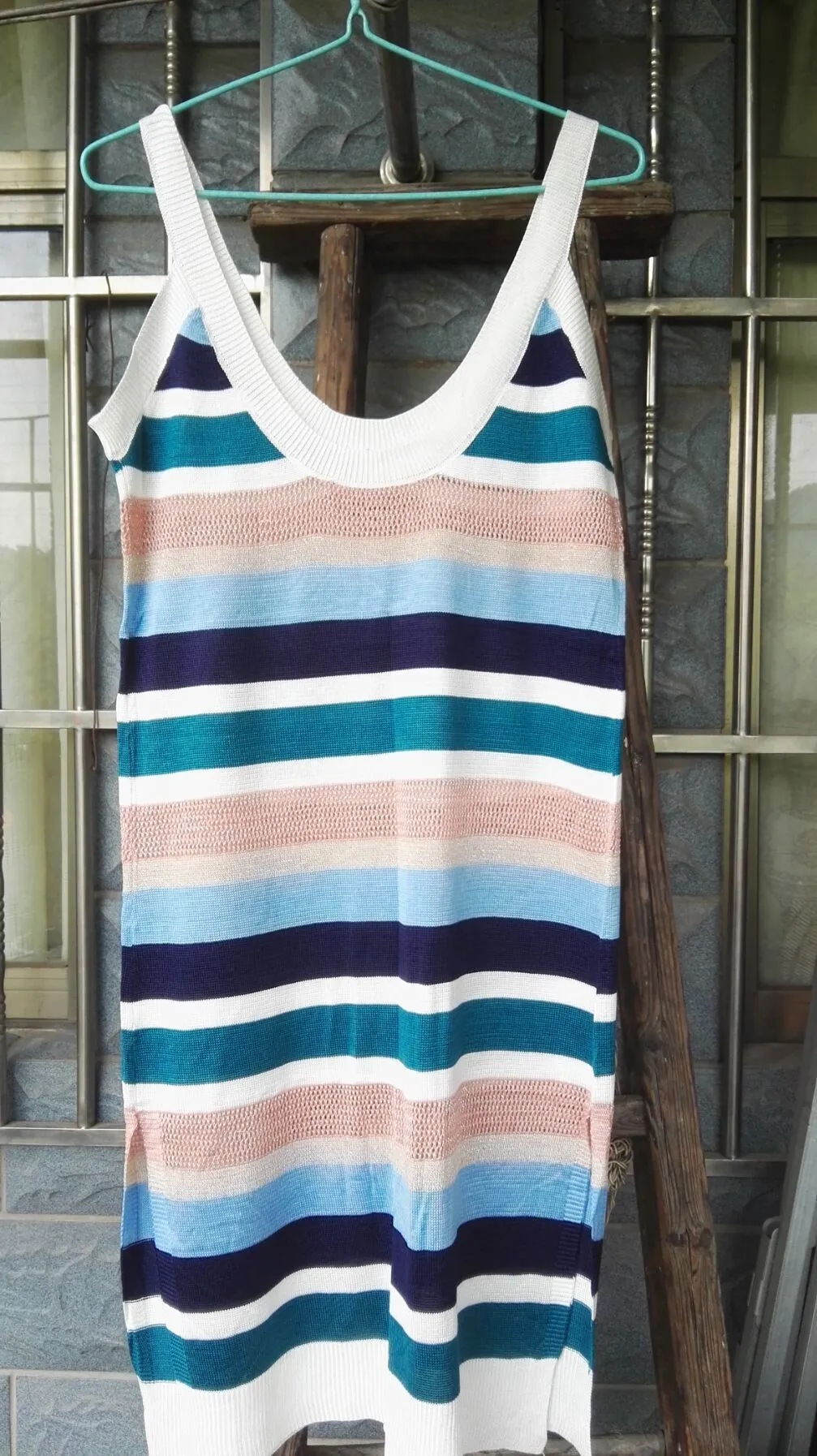 Colorful Striped Knitting Backless Cover-ups