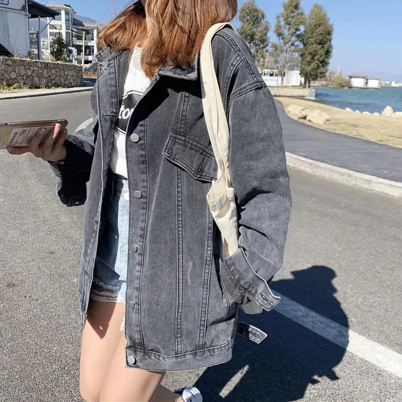 Denim Loose Long Sleeve Outwear Jackets