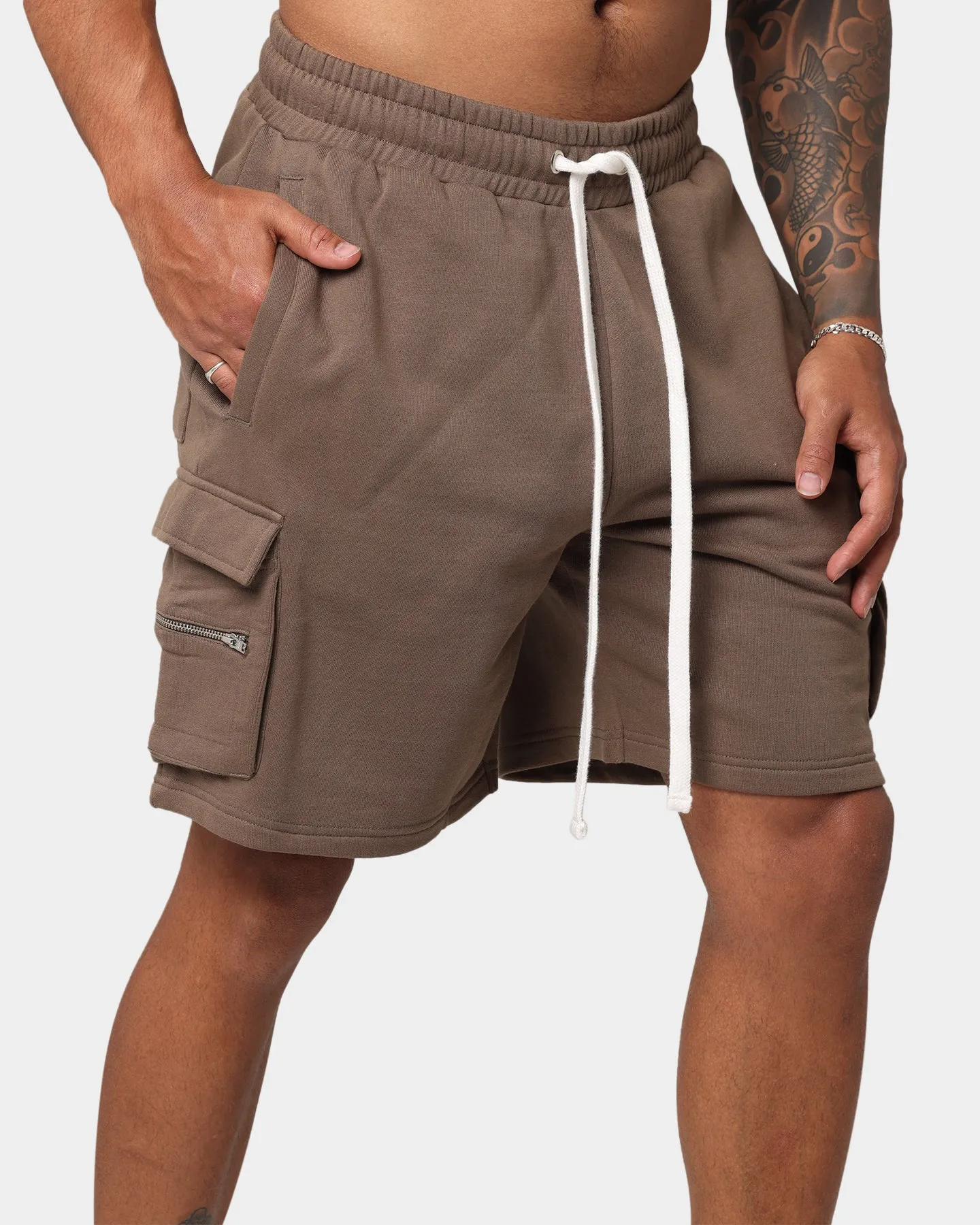 EN ES Cargo Fleece Shorts Brown