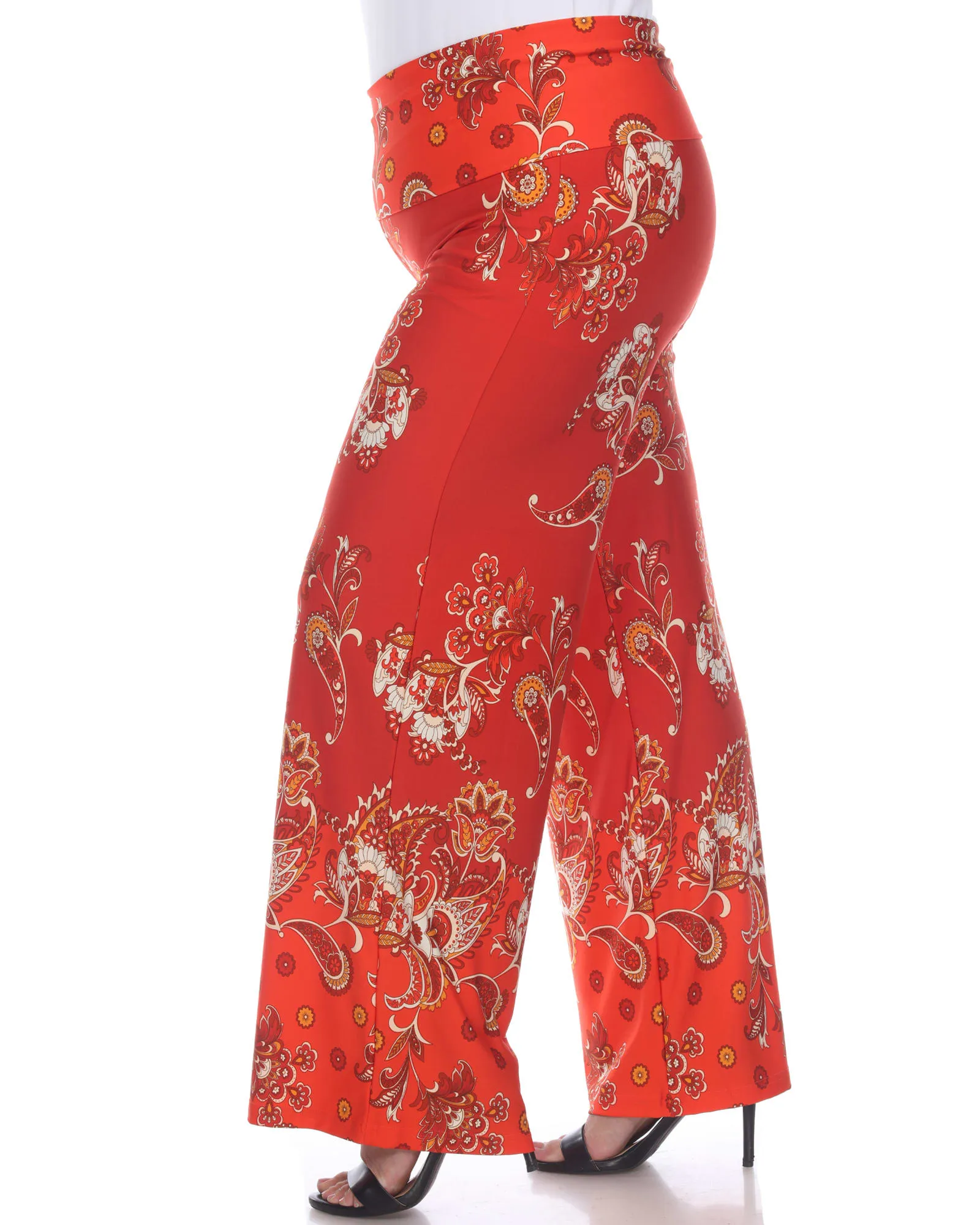 Floral Paisley Printed Palazzo Pants | Red