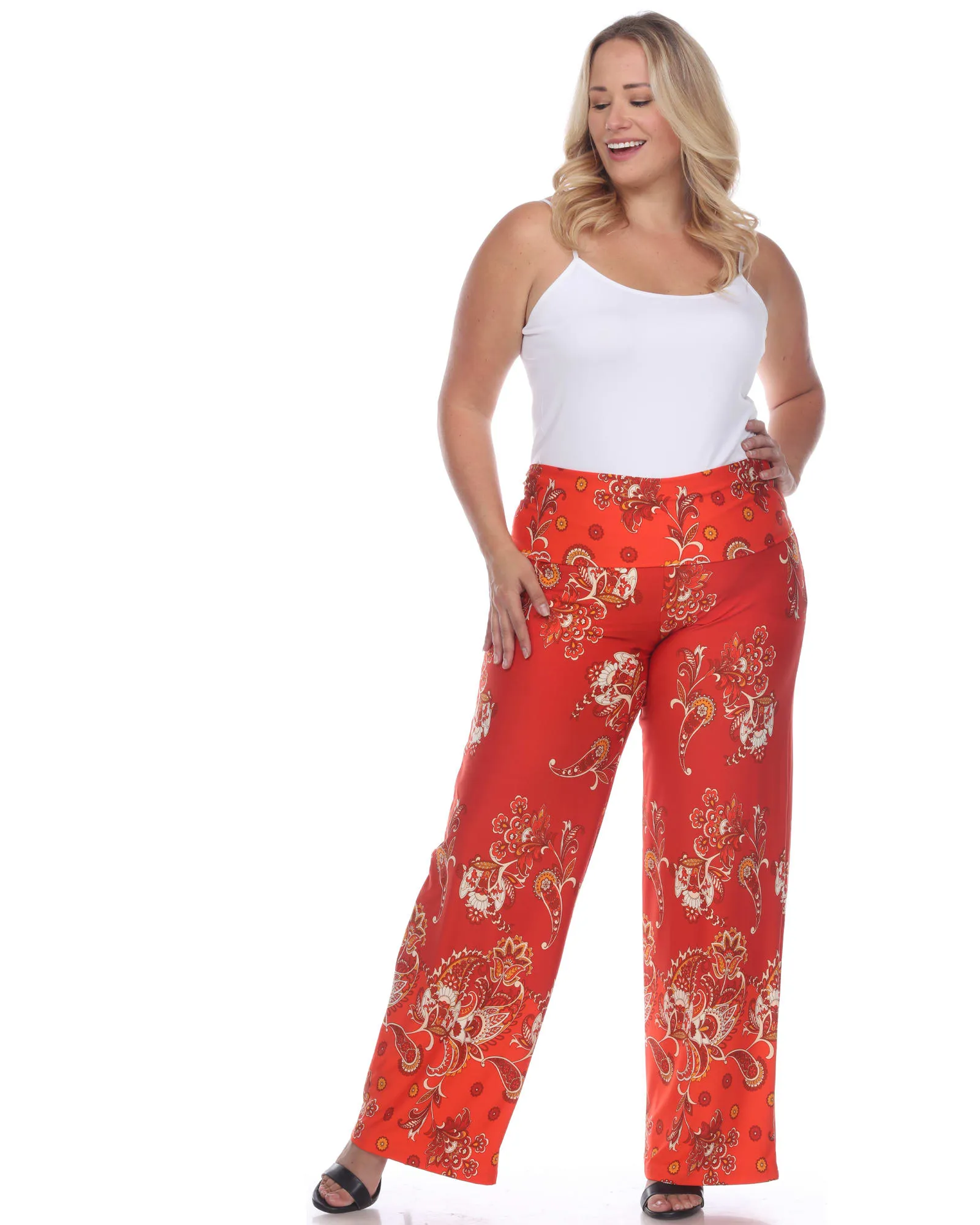 Floral Paisley Printed Palazzo Pants | Red