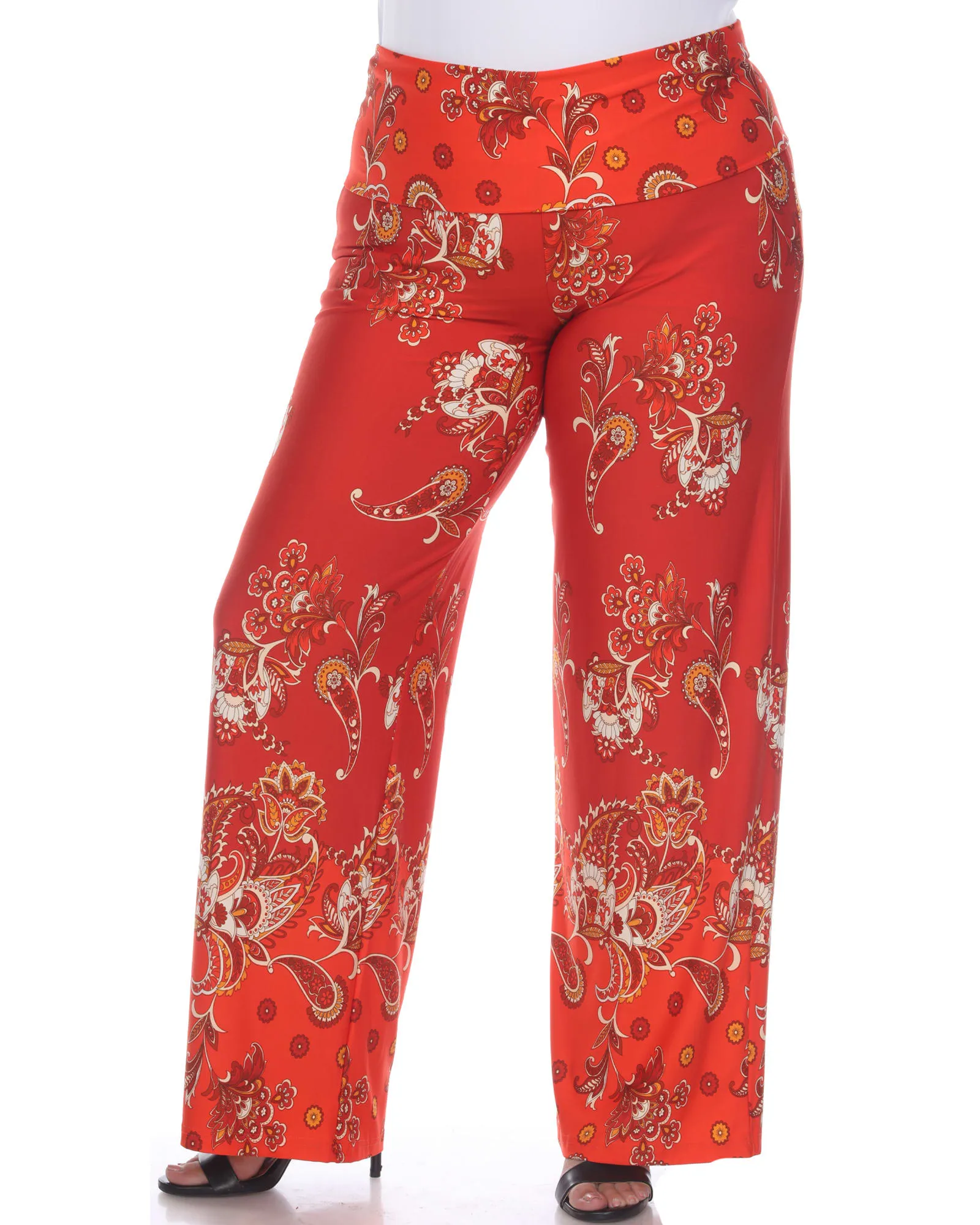 Floral Paisley Printed Palazzo Pants | Red