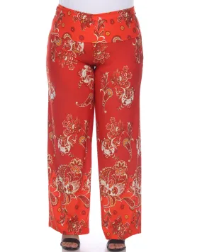 Floral Paisley Printed Palazzo Pants | Red