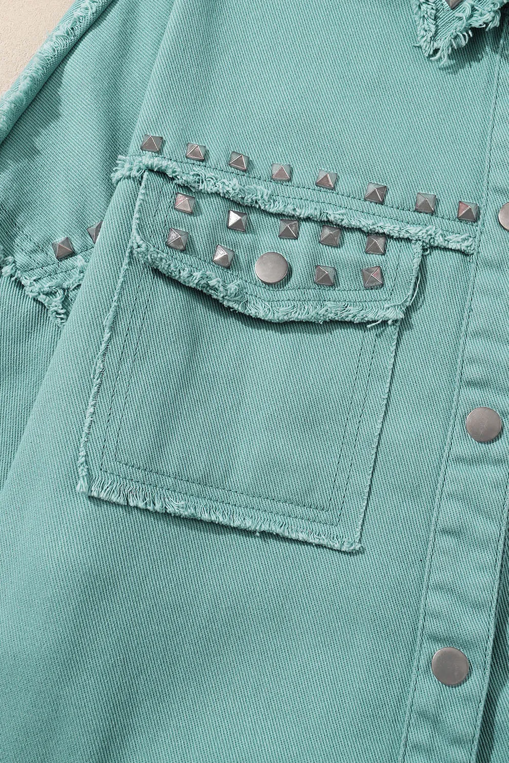 Frayed Riveted Denim Jacket