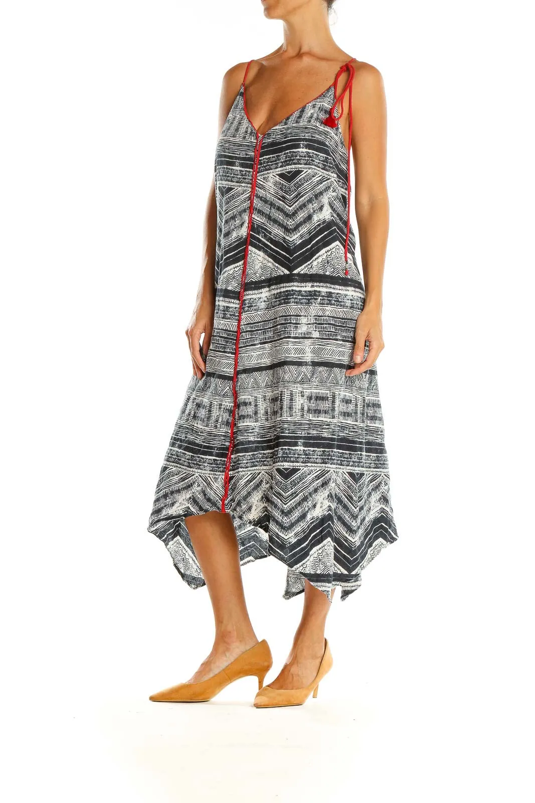 Gray Aztec Print Bohemian Fit & Flare Dress