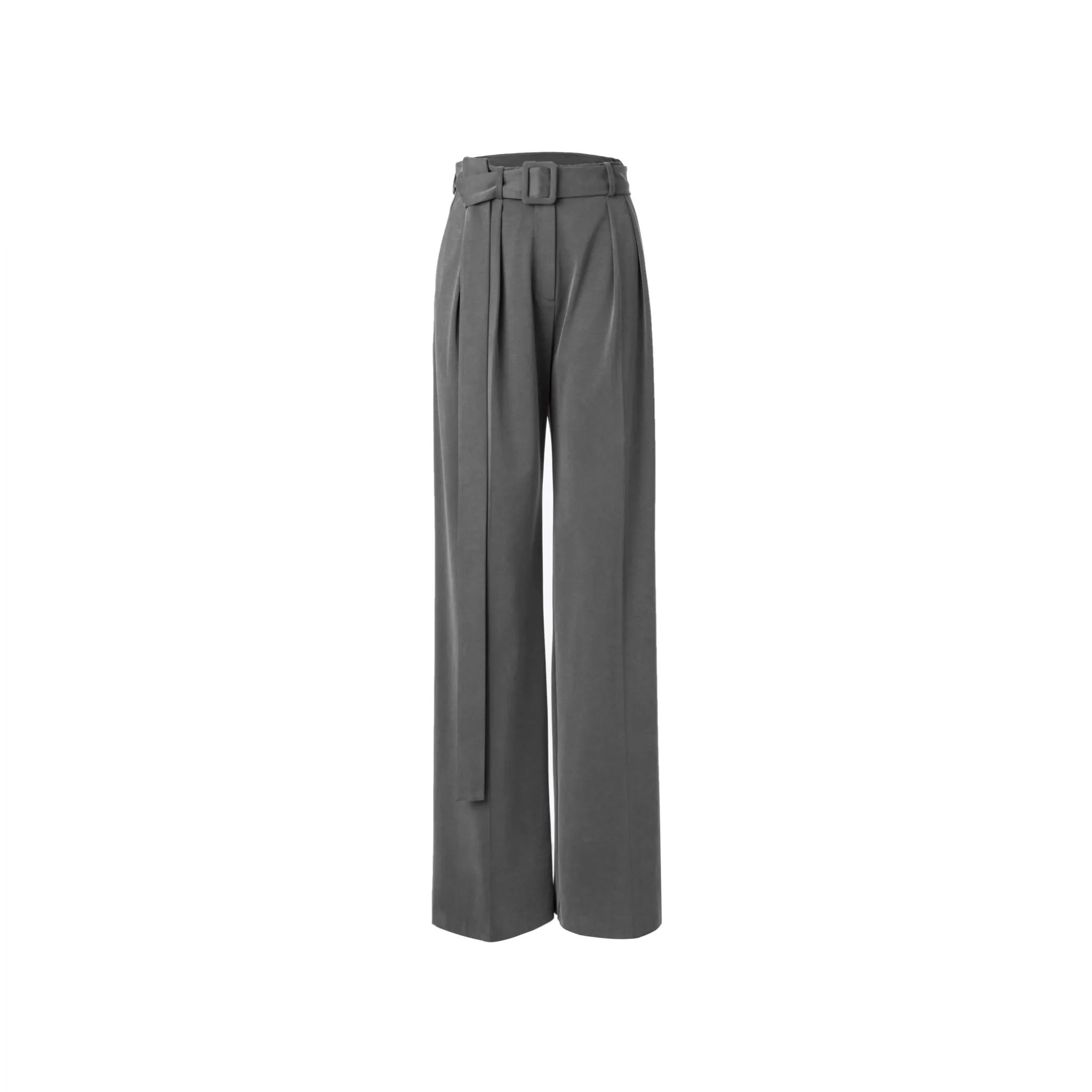 Gray Suedette Wide-legged Trousers