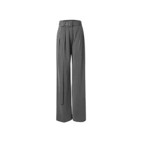 Gray Suedette Wide-legged Trousers