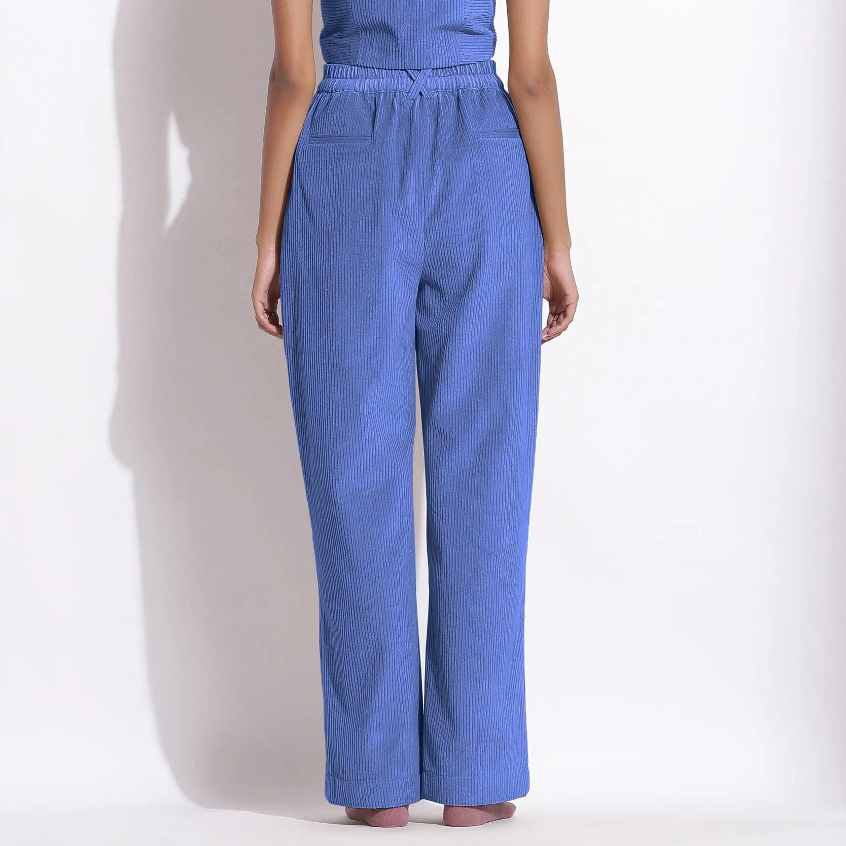 Ice Blue Warm Cotton Corduroy Wide Legged Trousers