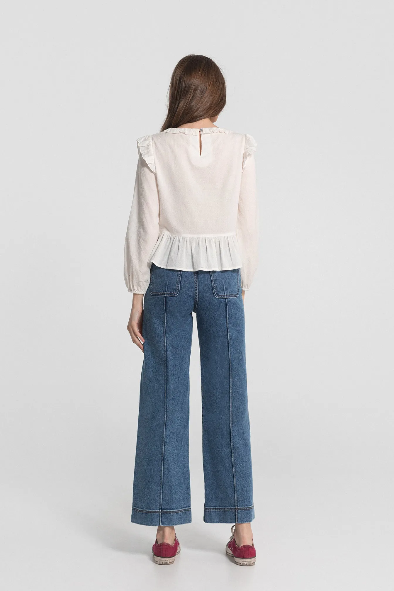 JEANS CULOTTE BASIC COSTURAS DENIM