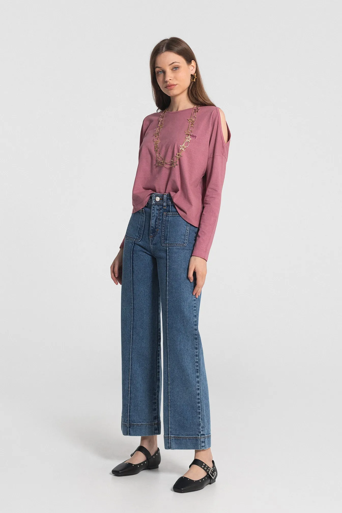 JEANS CULOTTE BASIC COSTURAS DENIM