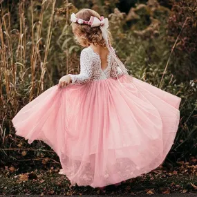 Kids Summer Lace Flower Girl Dress