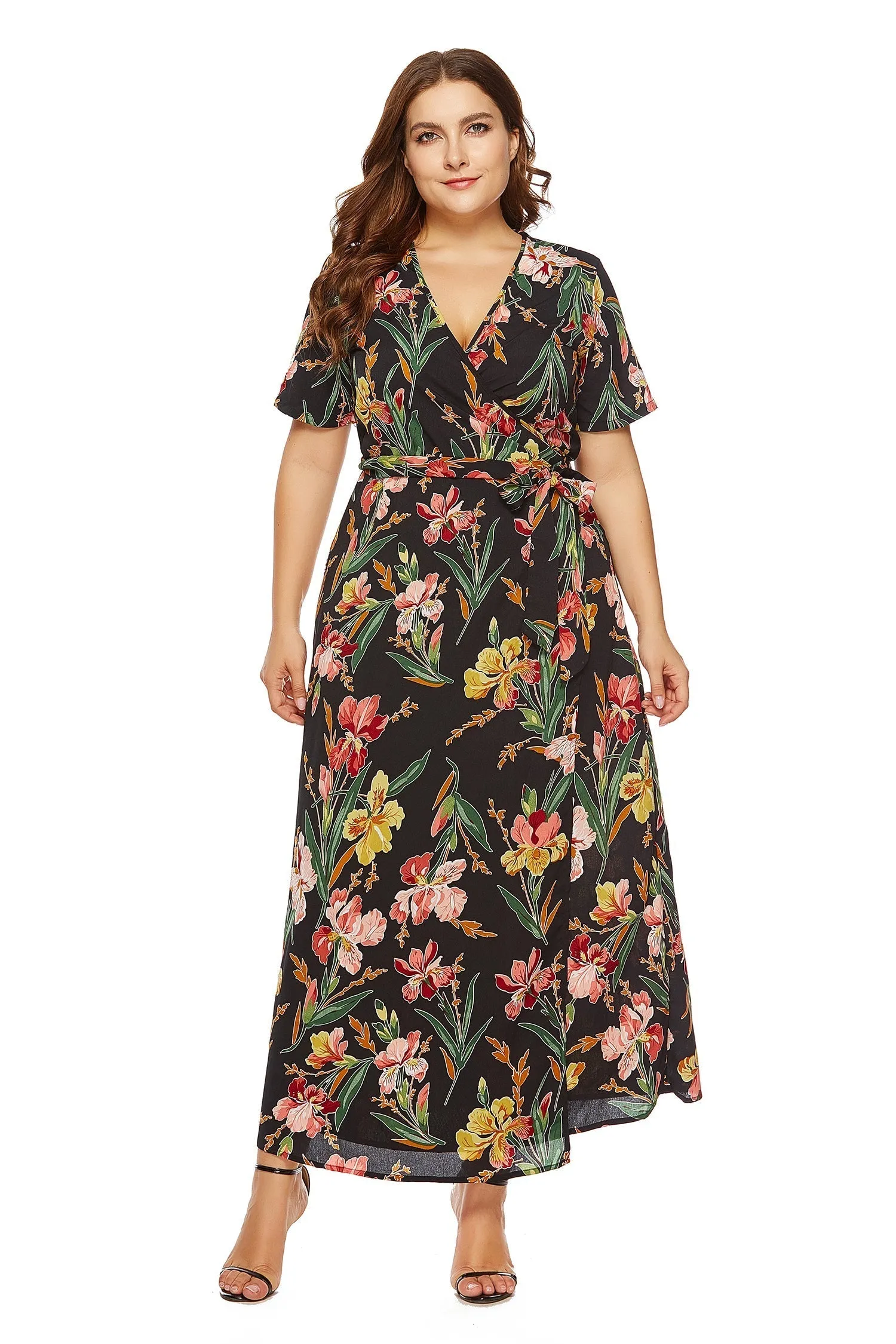 KittenAlarm - Plus Size V-neck Printing Dress