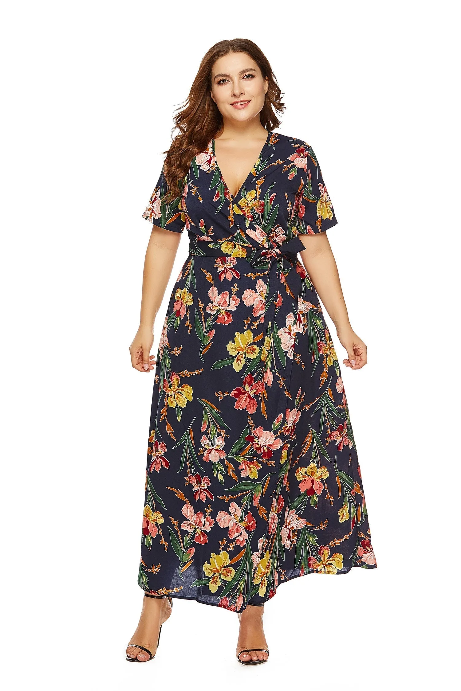 KittenAlarm - Plus Size V-neck Printing Dress