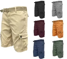 Mens Belted Cargo Shorts With Belt