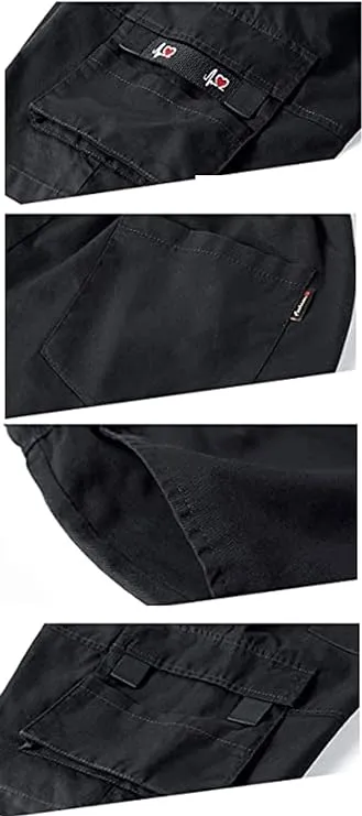 Men's Causal Cargo Pocket Black Shorts