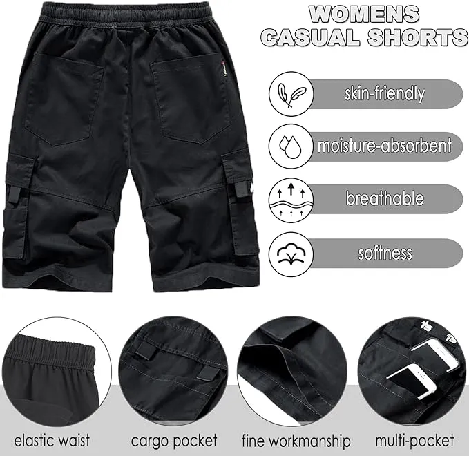 Men's Causal Cargo Pocket Black Shorts