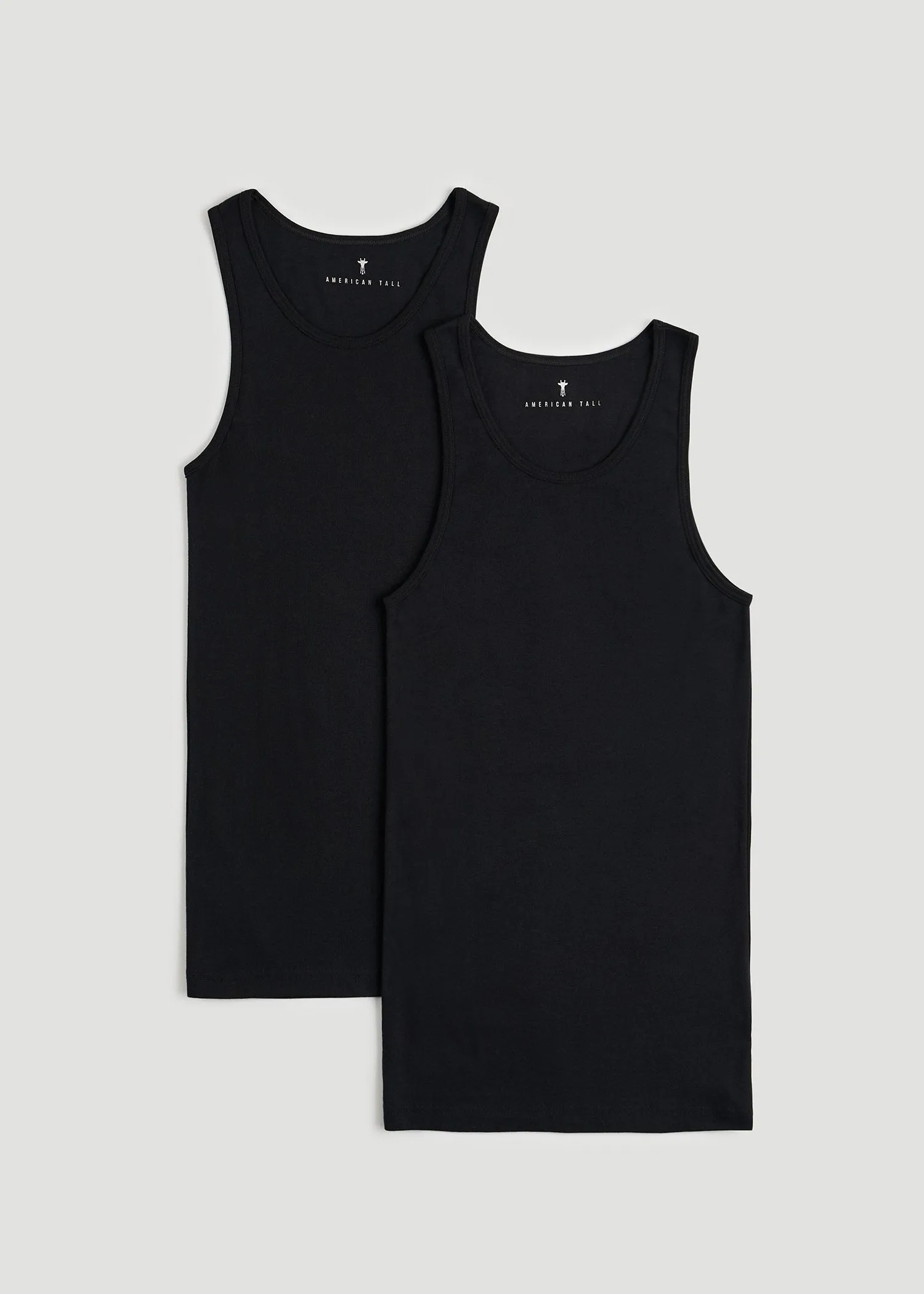 Men's Tall Ribbed Undershirt Tank Top in Black (2-Pack)