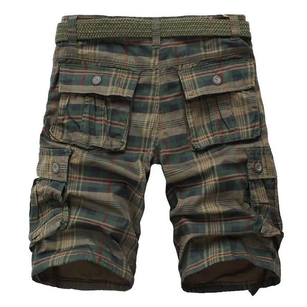 MEN'S VINTAGE POCKET PLAID SHORTS （WITHOUT BELT）  98497428X