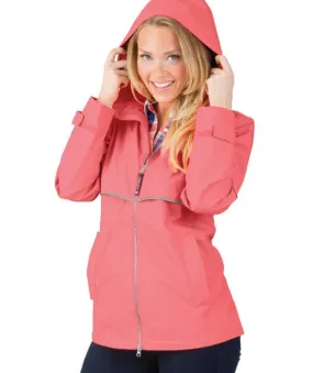 Monogrammed New Englander Rain Jacket Coral