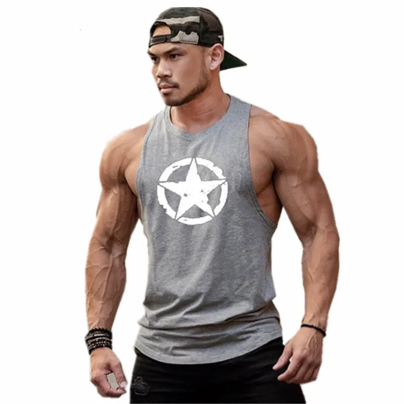 New Fashion Cotton Sleeveless Shirts Tank Top Men Fitness Shirt Mens