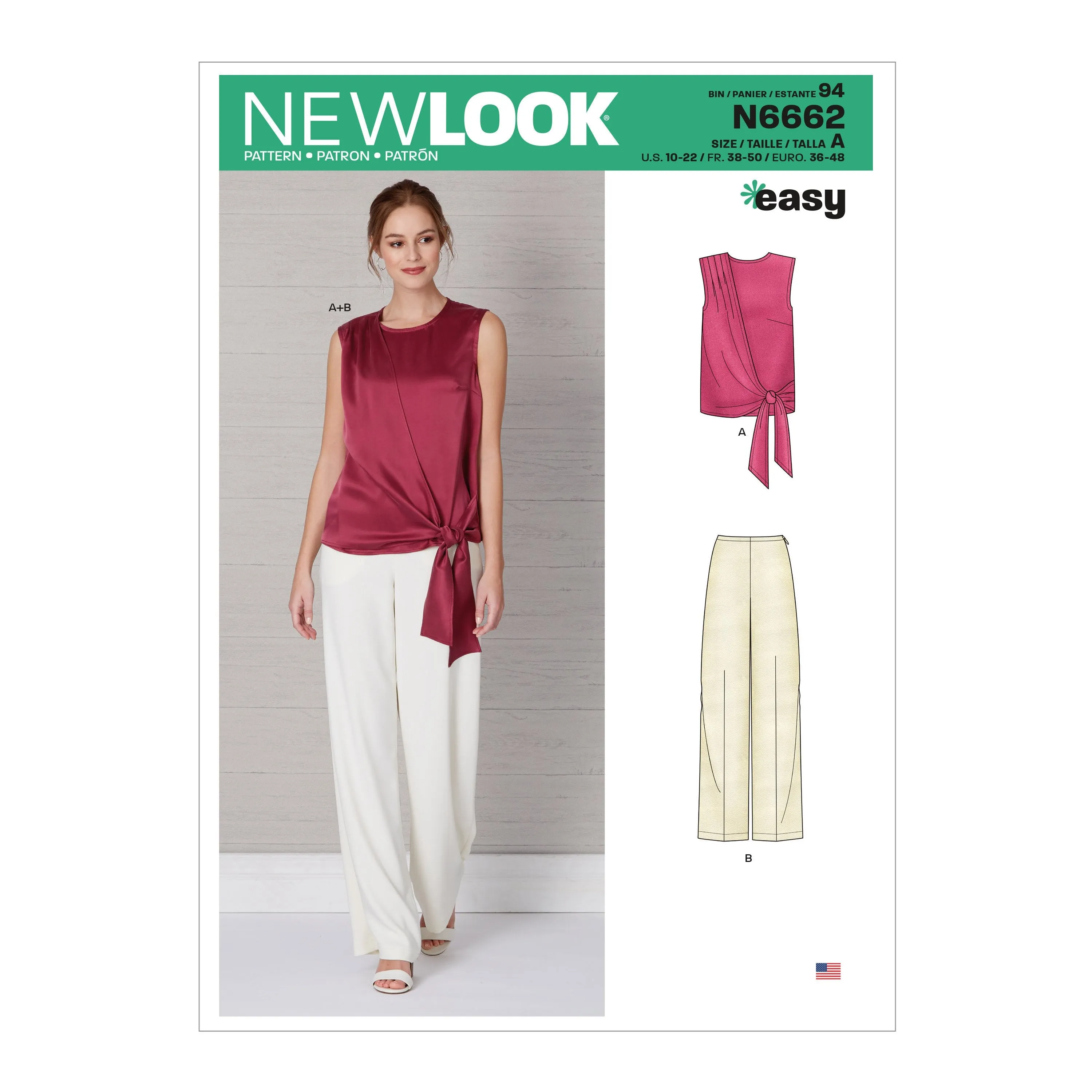 New Look Sewing Pattern 6662  Drape Top and Wide Leg Pants