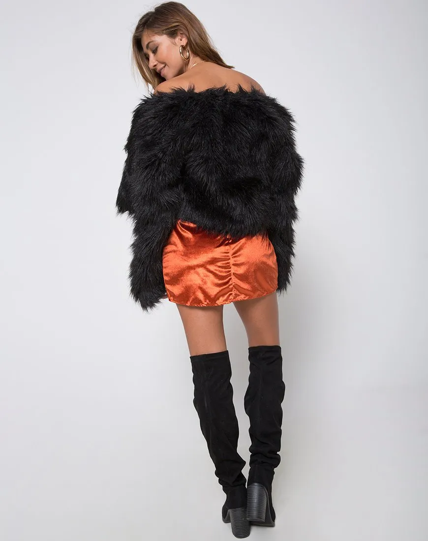 Pelmet Mini Skirt in Velvet Rust