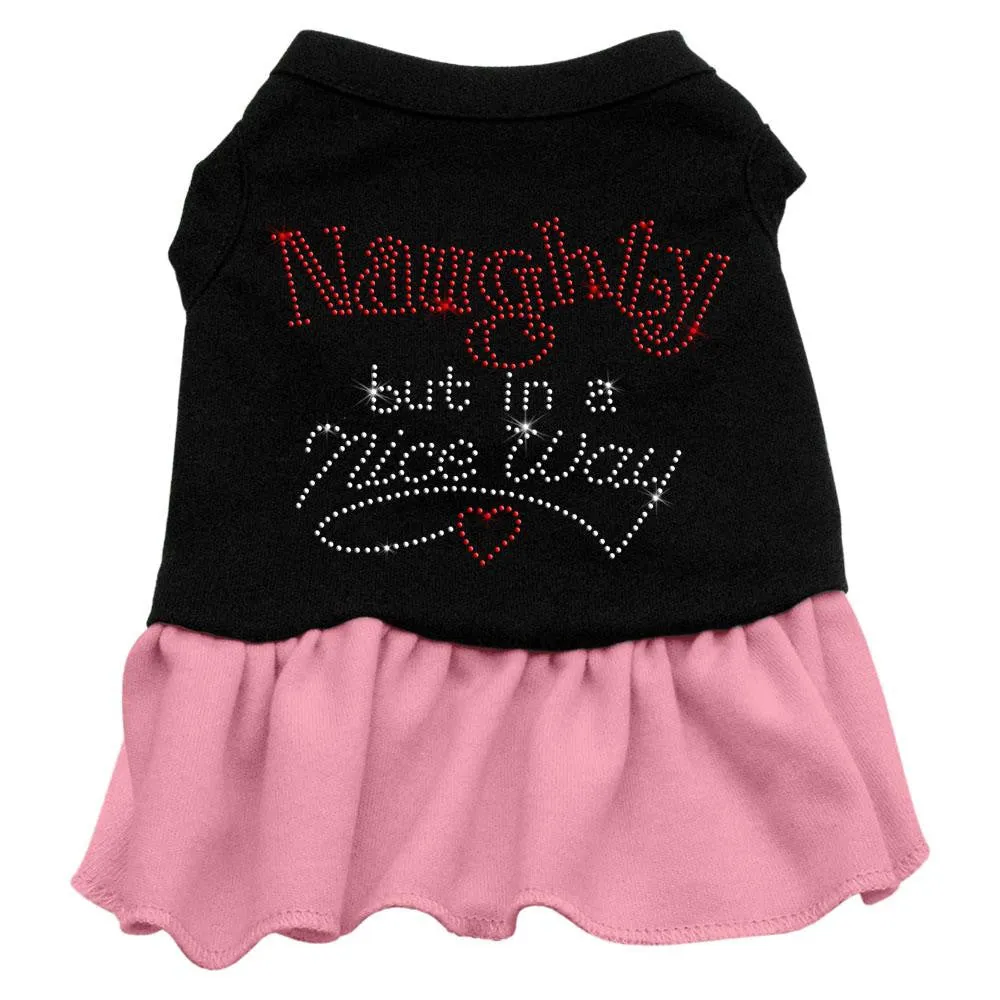 Rhinestone Naughty but in a nice way Dress Black with Pink XS (8)