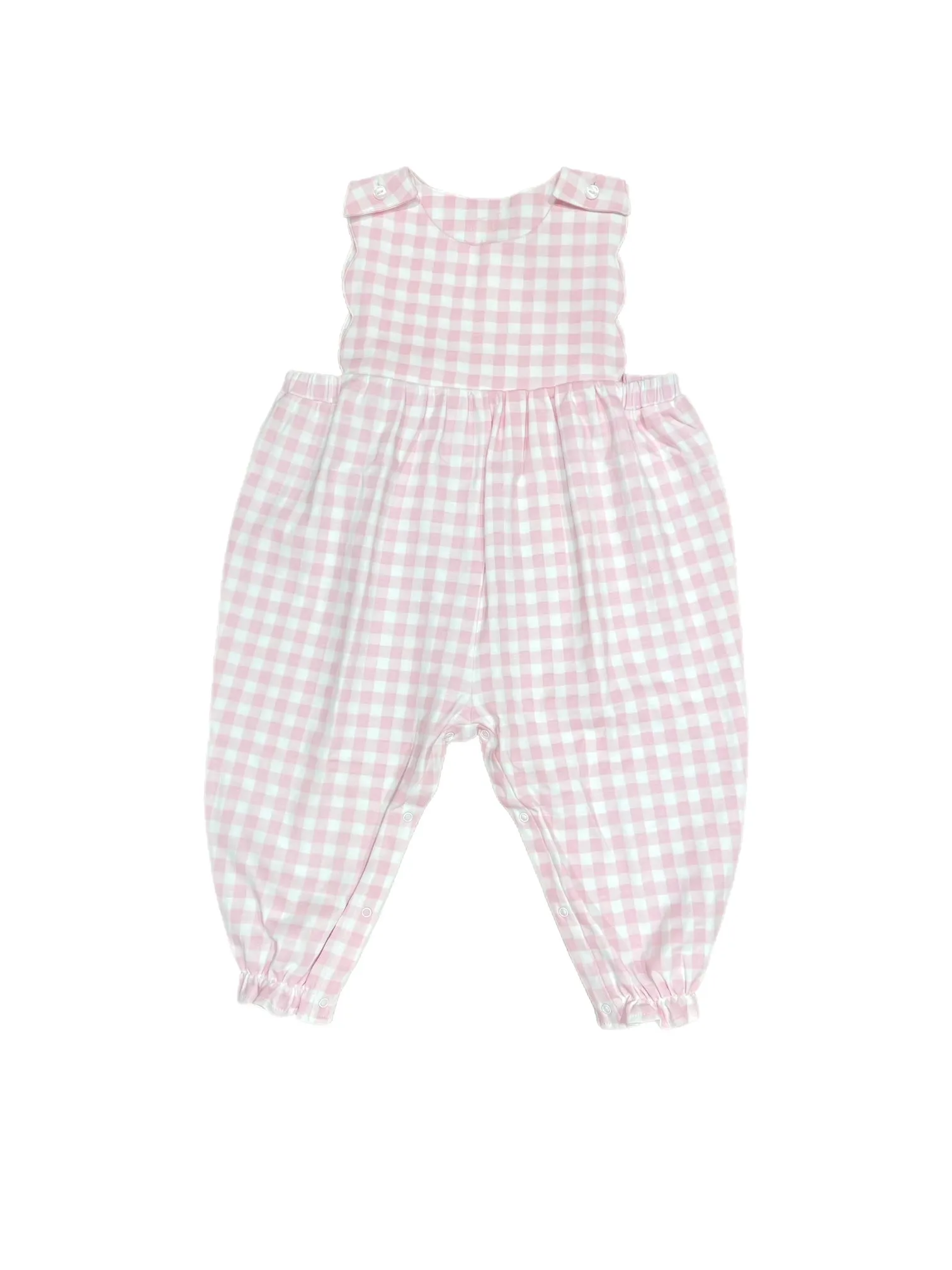 Savannah Scalloped Longall, Pink Gingham