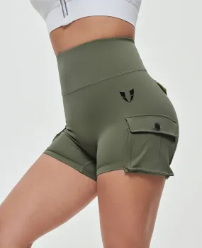 Scrunch Butt Cargo Shorts - Olive Green